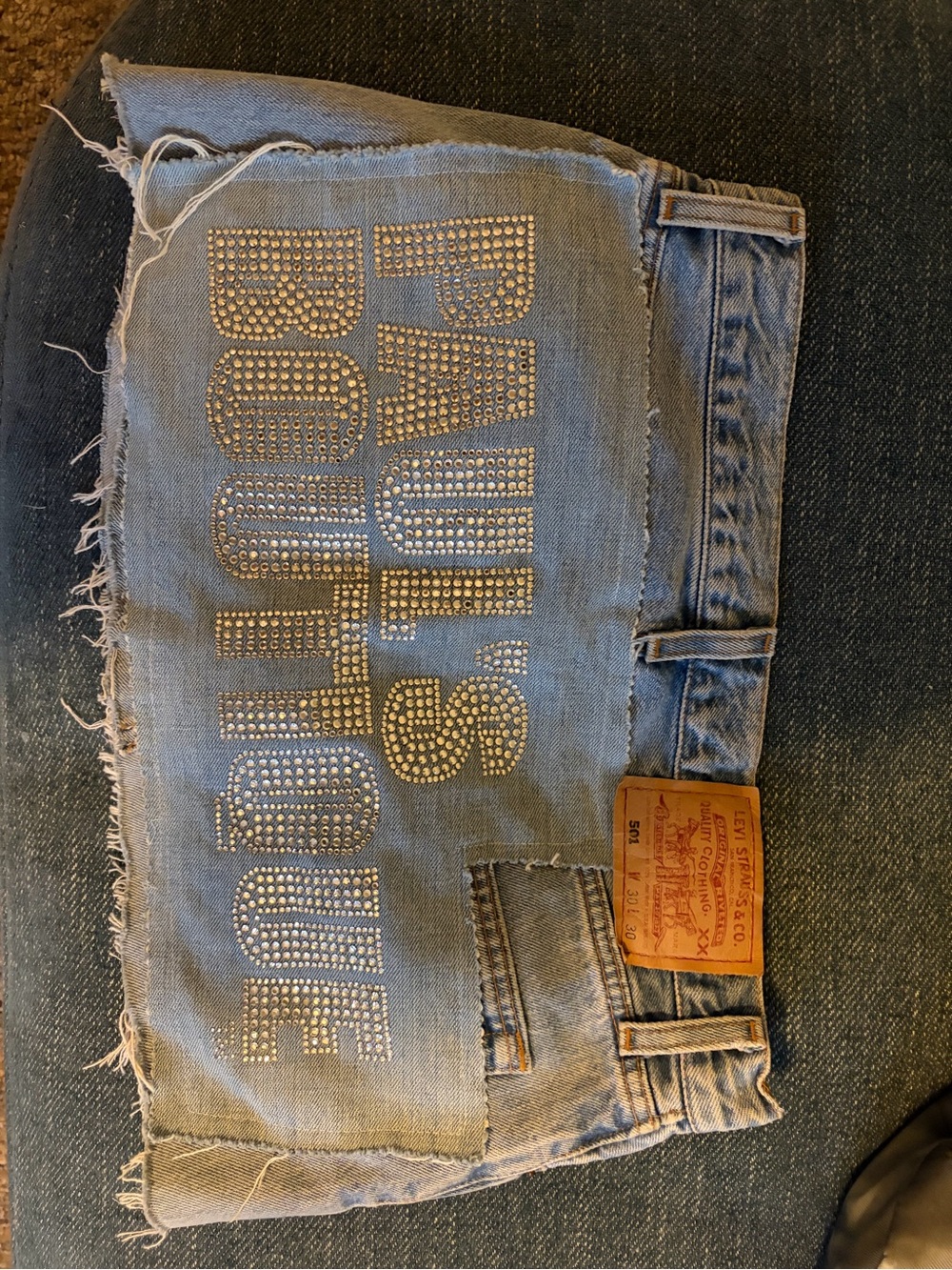 Levi's Light Blue Denim Mini Skirt with Silver Studs